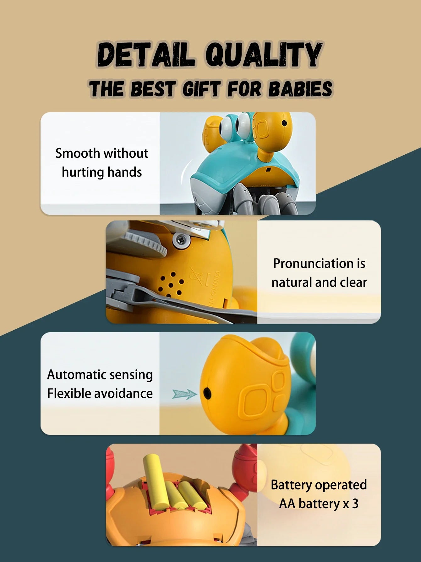 Auto-Sensing Escape Crab Toy – Crawling Baby Obstacle Avoiding Pet