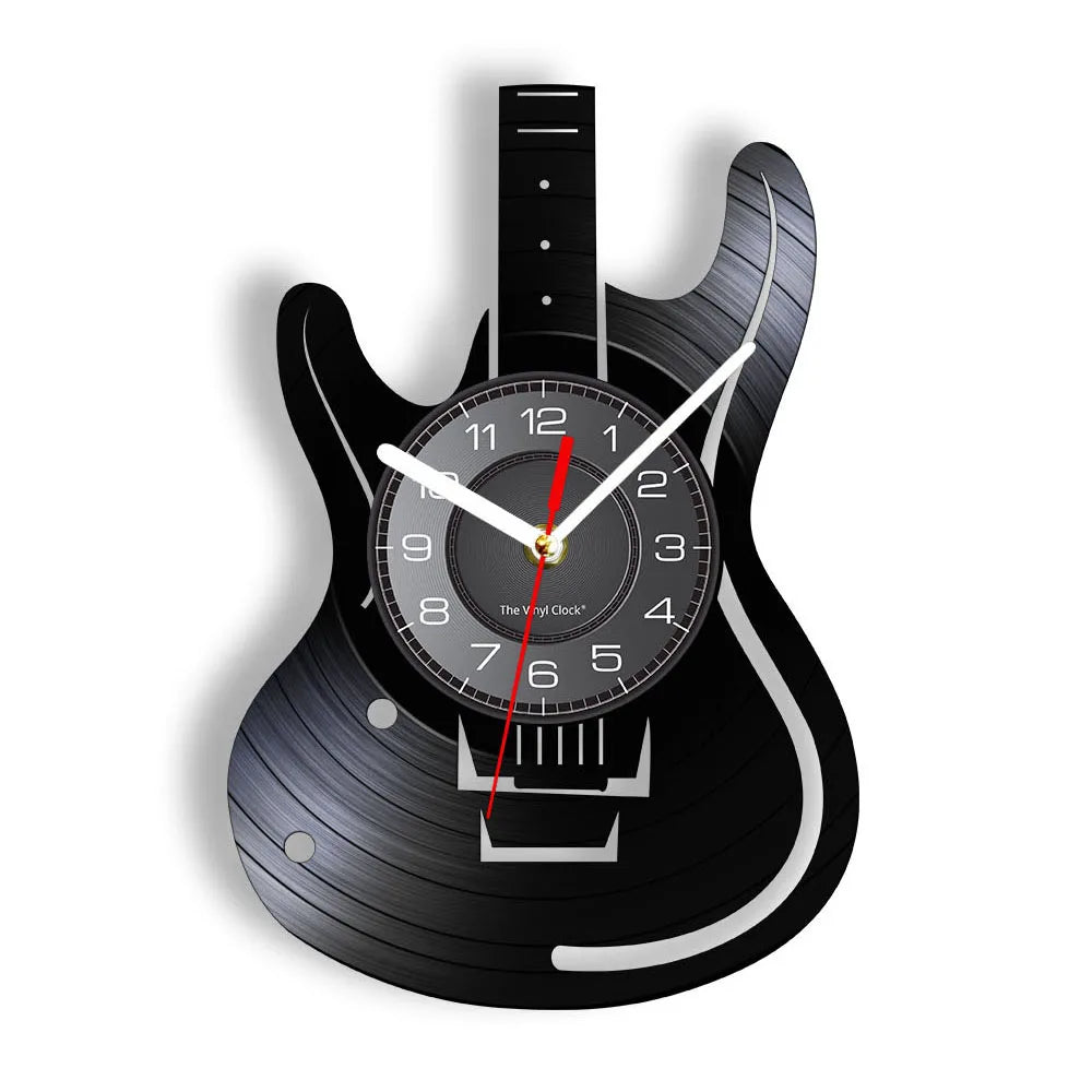 Guitar Player Vinyl Record Wall Clock: The Rock Music Instrument Wall Art for Your Living Room