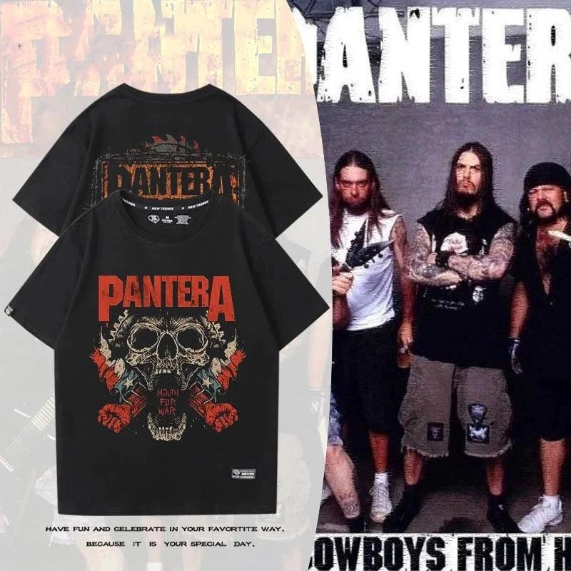 PANTERA Power Metal Band Short Sleeved T-shirt Men's Cotton Loose Hard Core Heavy Metal Rock Band Surrounding Half Sleeves - Premium T-shirt from Lizard Vigilante - Just $23.49! Shop now at Lizard Vigilante