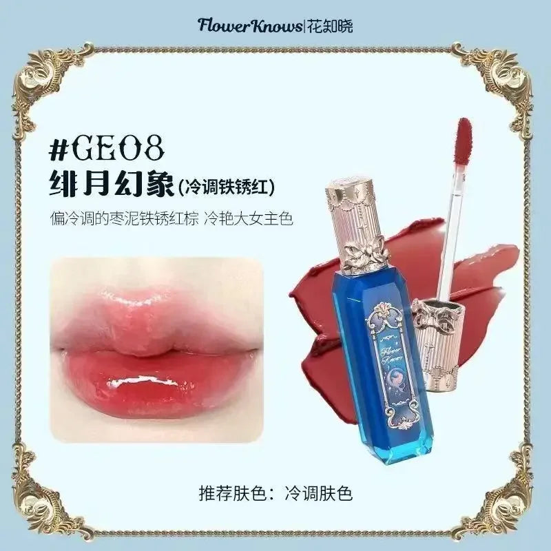Flower Knows Strawberry Rococo Series Cloud Lip Cream Lip Gloss Long Lasting Velvet Lip Tint Lipstick for Women Cosmetic
