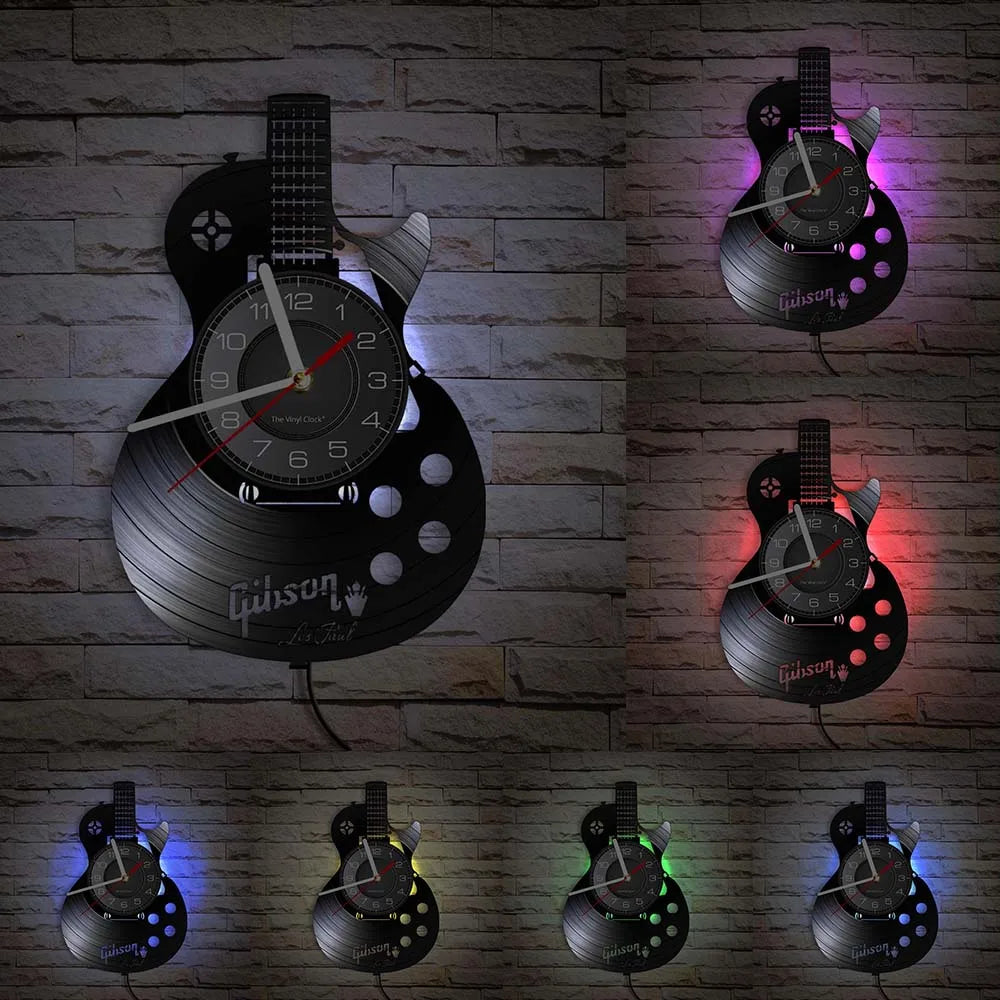 Guitar Player Vinyl Record Wall Clock: The Rock Music Instrument Wall Art for Your Living Room