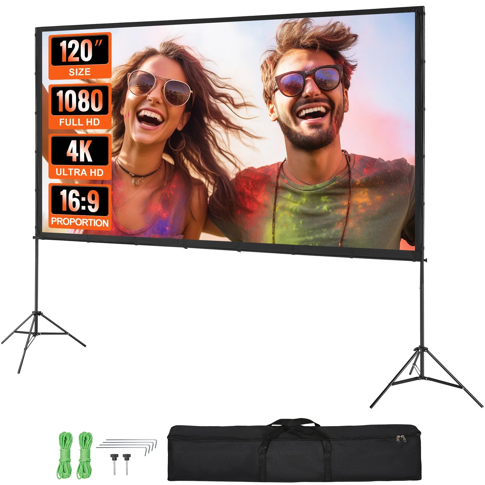 VEVOR Projector Screen with Stand 120/150 inch 4K 1080 HD Outdoor Movie Screen for Home Theater Cinema Backyard Movie - Premium  from Lizard Vigilante - Just $102.99! Shop now at Lizard Vigilante