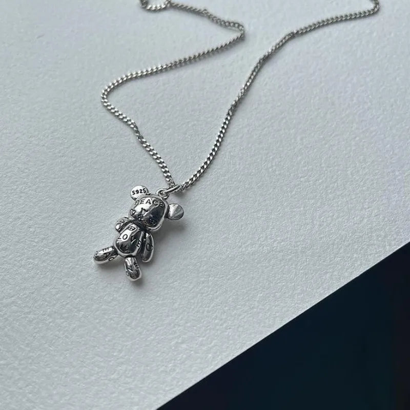 Fashion Trend Engraved Alphabet Bear Pendant Cute Animal Necklace Mens Womens Charm Hip Hop Party Street Jewelry Gifts