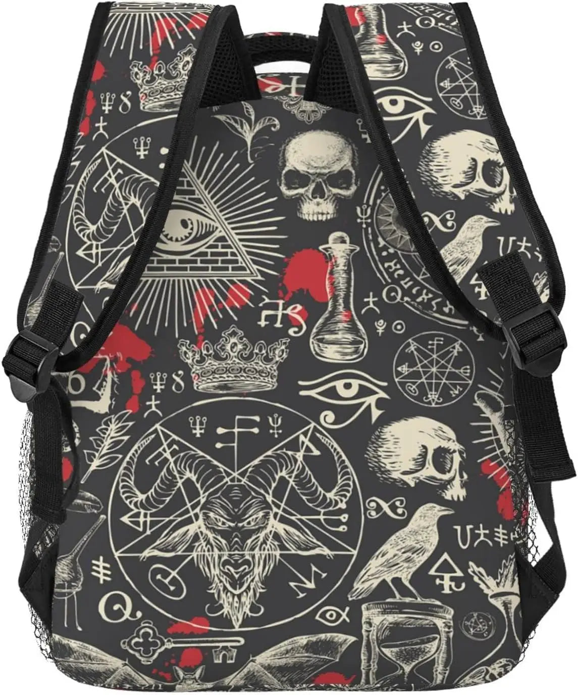 Retro Witchcraft Satanic Laptop Backpack – Stylish Unisex Casual Travel Bag with Chain Straps & Air Cushion Support - Premium bag from Lizard Vigilante - Just $36.66! Shop now at Lizard Vigilante