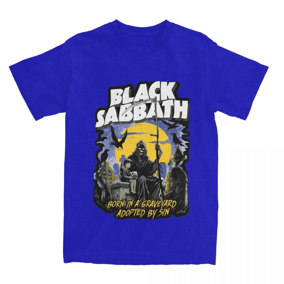 Born in a Graveyard Adopted by Sin Black Sabbath Rock Band T-shirts for Men Women Short Sleeve Tee Shirt 4XL 5XL 6XL Tops - Premium t-shirt from Lizard Vigilante - Just $23.88! Shop now at Lizard Vigilante