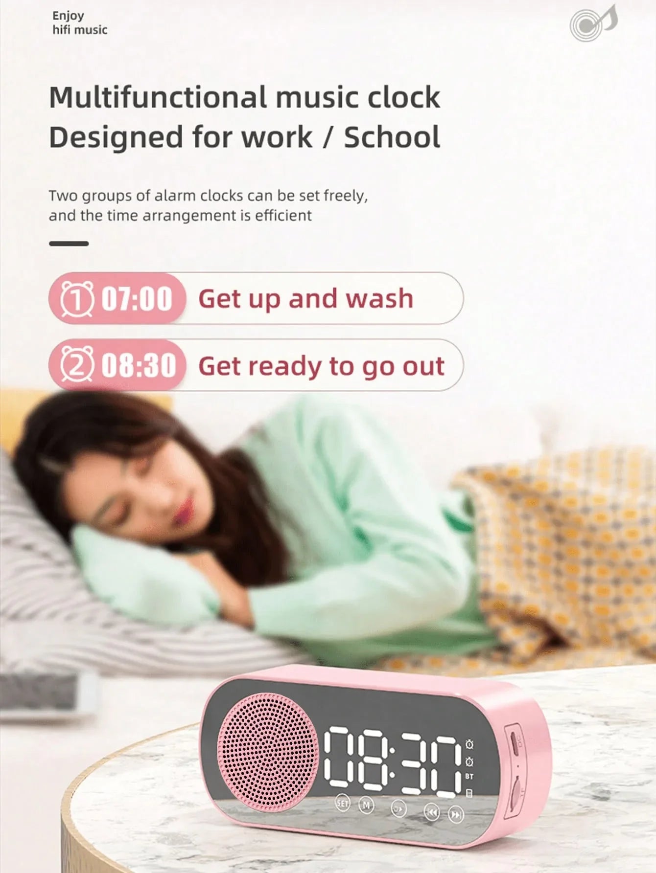 Wireless Bluetooth Speaker, Multi-functional Loud Subwoofer Clock, Mini AI Smart Alarm Clock Speaker