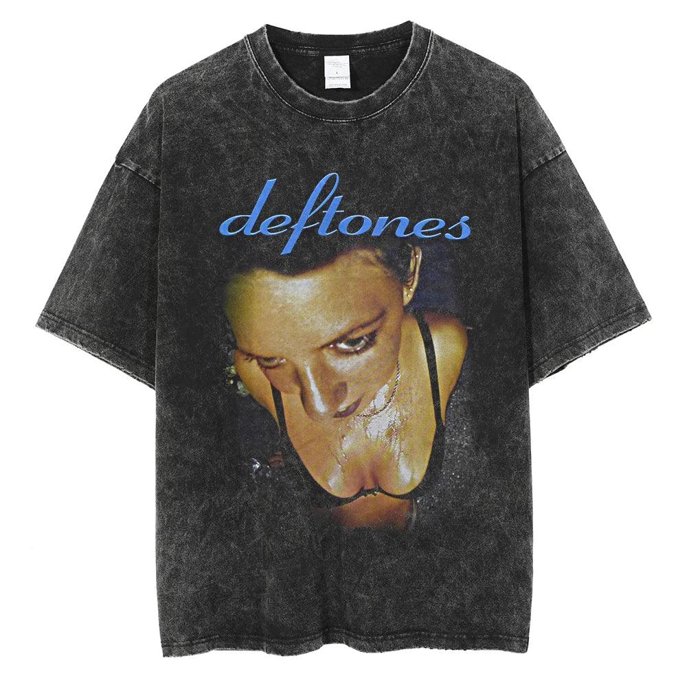 Deftones T Shirt Streetwear Vintage Tops Rock Band Letter Punk Goth Printed Tshirt Cotton Men Oversize Washed Tees Harajuku Men - Premium T-shirt from Lizard Vigilante - Just $32.99! Shop now at Lizard Vigilante