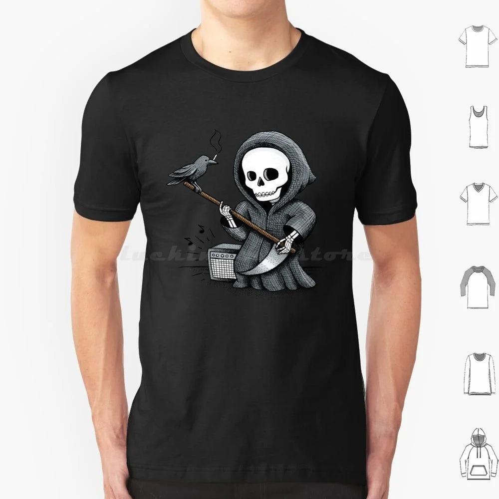 Death Metal T Shirt Cotton Men Women Diy Print Skull Halloween Skeleton Grim Reaper Crow Guitar Music And Roll Metal Band Scary - Lizard Vigilante