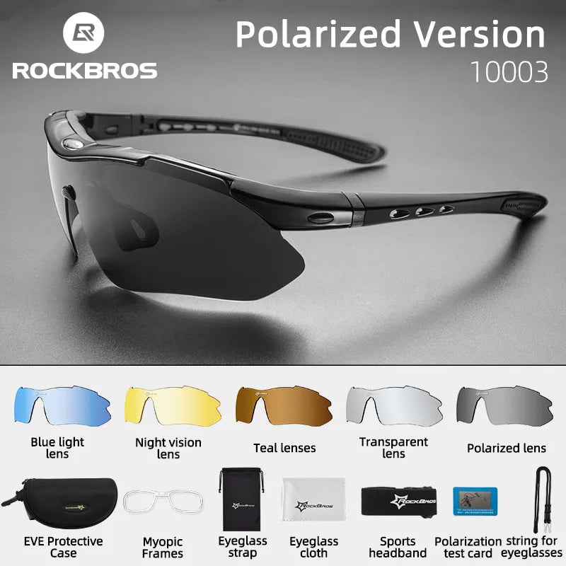 ROCKBROS Cycling Polarized SunGlasses MTB PC Goggles Bike Photochromic Outdoor Sports Sunglasses Eyewear 5/3 Lens Bicycle Accessory - Premium sunglasses from Lizard Vigilante - Just $42.99! Shop now at Lizard Vigilante