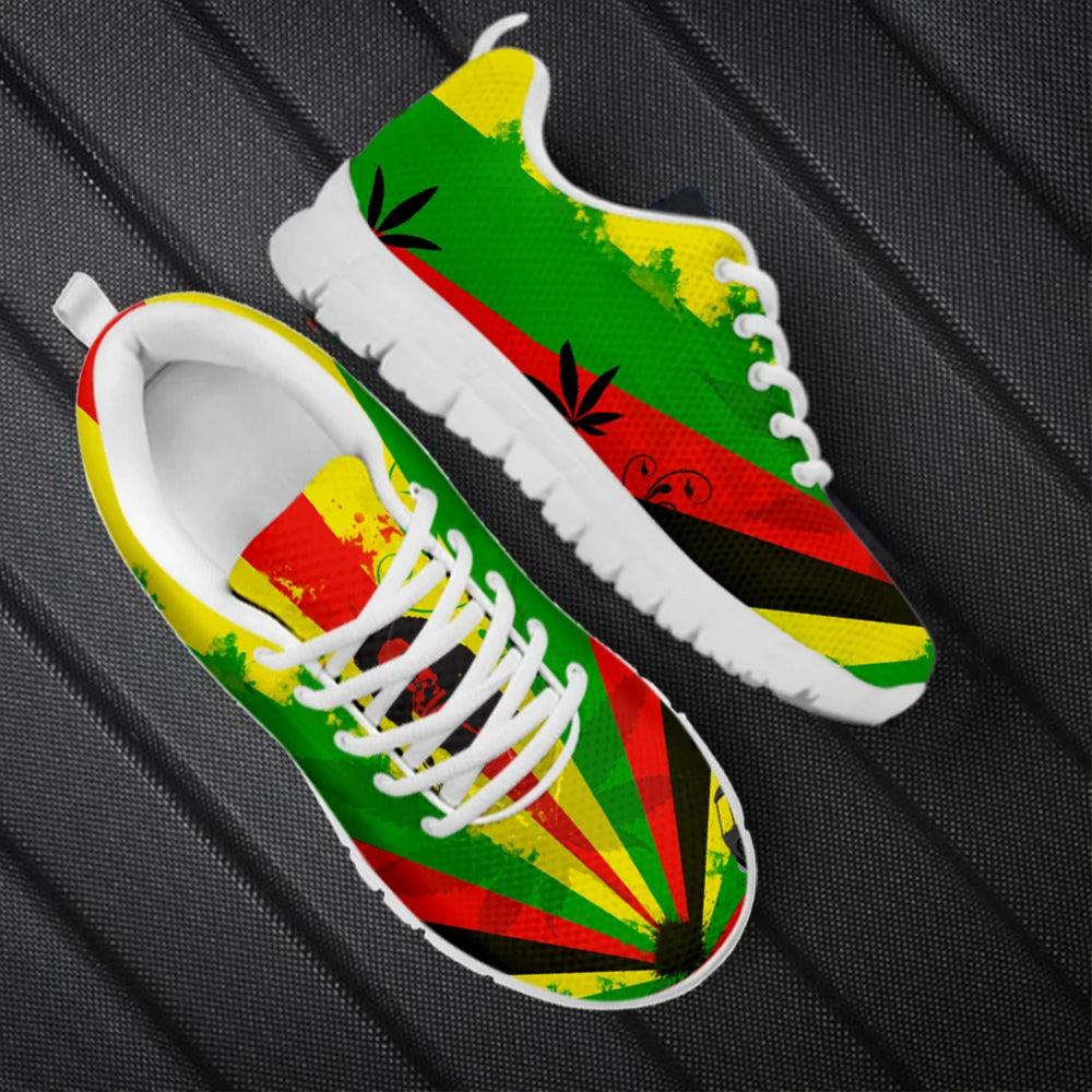 INSTANTARTS Bob Marley Reggae Weed Female Casual Flat Shoes Wear Resistant Ladies Running Snekaers Non-Slip Women Walking - Lizard Vigilante