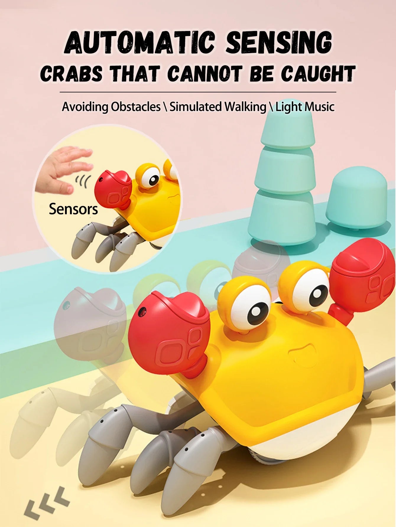 Auto-Sensing Escape Crab Toy – Crawling Baby Obstacle Avoiding Pet