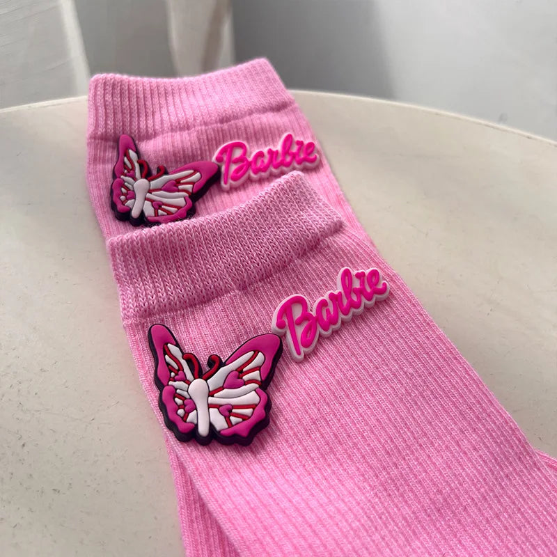 Barbie Socks Cute Pink Kawaii Women Knitted Stockings Fashion Ins Girl in Tube Socks Autumn and Winter Warm Soft Gift for Friend - Premium socks from Lizard Vigilante - Just $15.99! Shop now at Lizard Vigilante