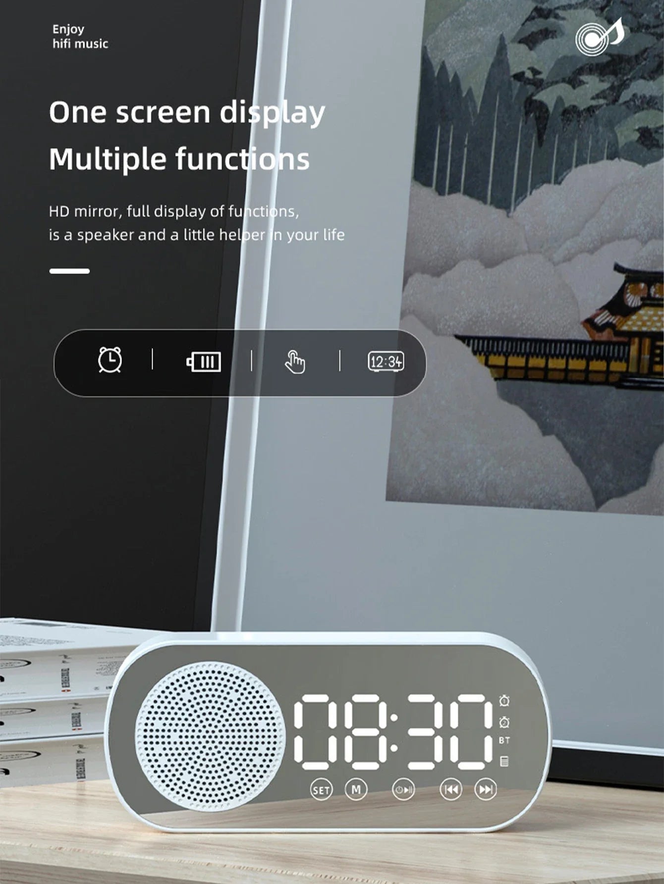 Wireless Bluetooth Speaker, Multi-functional Loud Subwoofer Clock, Mini AI Smart Alarm Clock Speaker