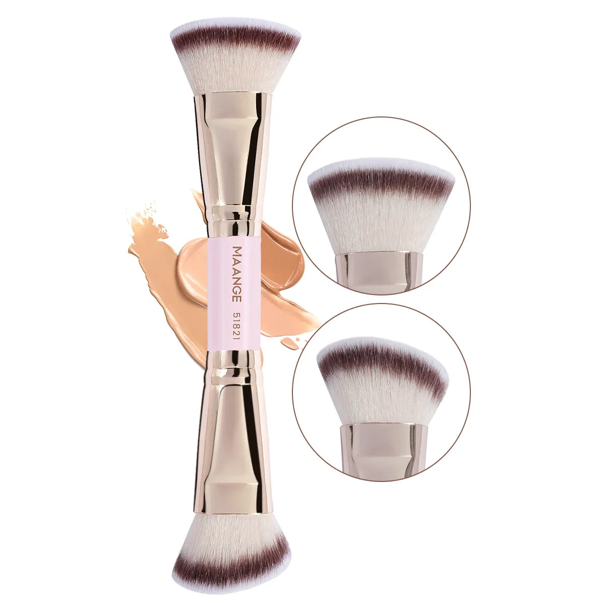 MAANGE 2PCS Foundation Brush Set for Liquid Cream Powder Contour Buffing Blending Concealer Face Brush Cosmetic Makeup Tools
