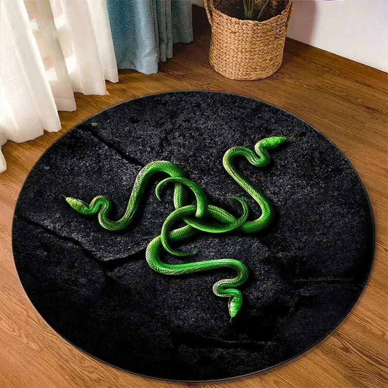 Razer Round Rugs Carpet Game Rome Gamer Gift Door Floor Mat Playroom Upholstery Living Room Bedroom Fashion Gaming Rug Decor