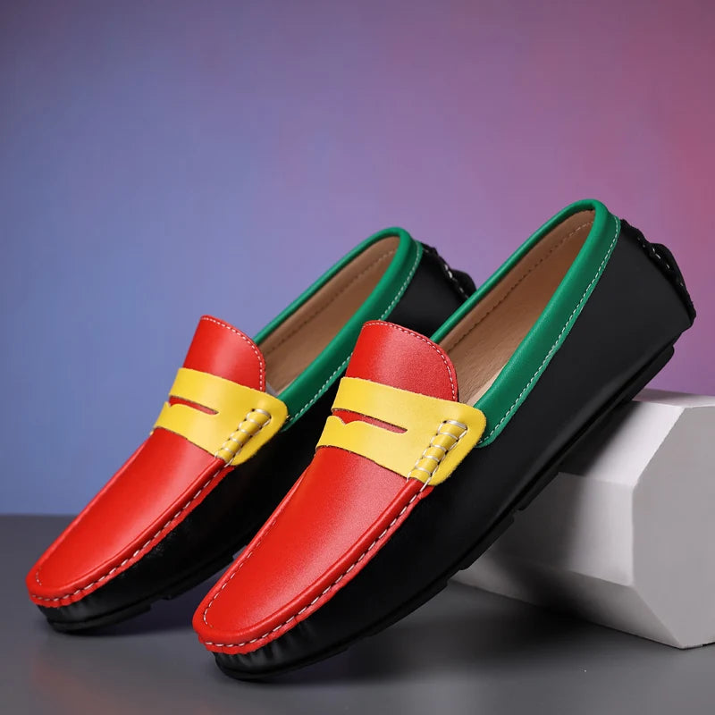 Men’s Italian Genuine Leather Loafers – Luxury Breathable Slip-On Moccasins, Casual & Formal Comfortable Driving Shoes - Premium loaferr from Lizard Vigilante - Just $36.99! Shop now at Lizard Vigilante