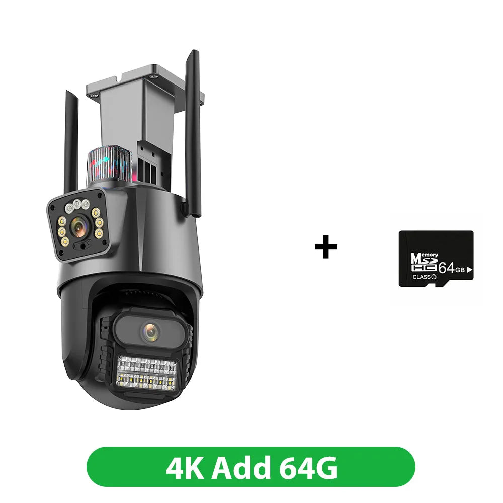 WIFI 8K 8X Zoom IP Camera Four Lens Four Screen Human Detecton Camera 4K 8MP IP HD Dual Srceen Security Waterproof Camera iCsee