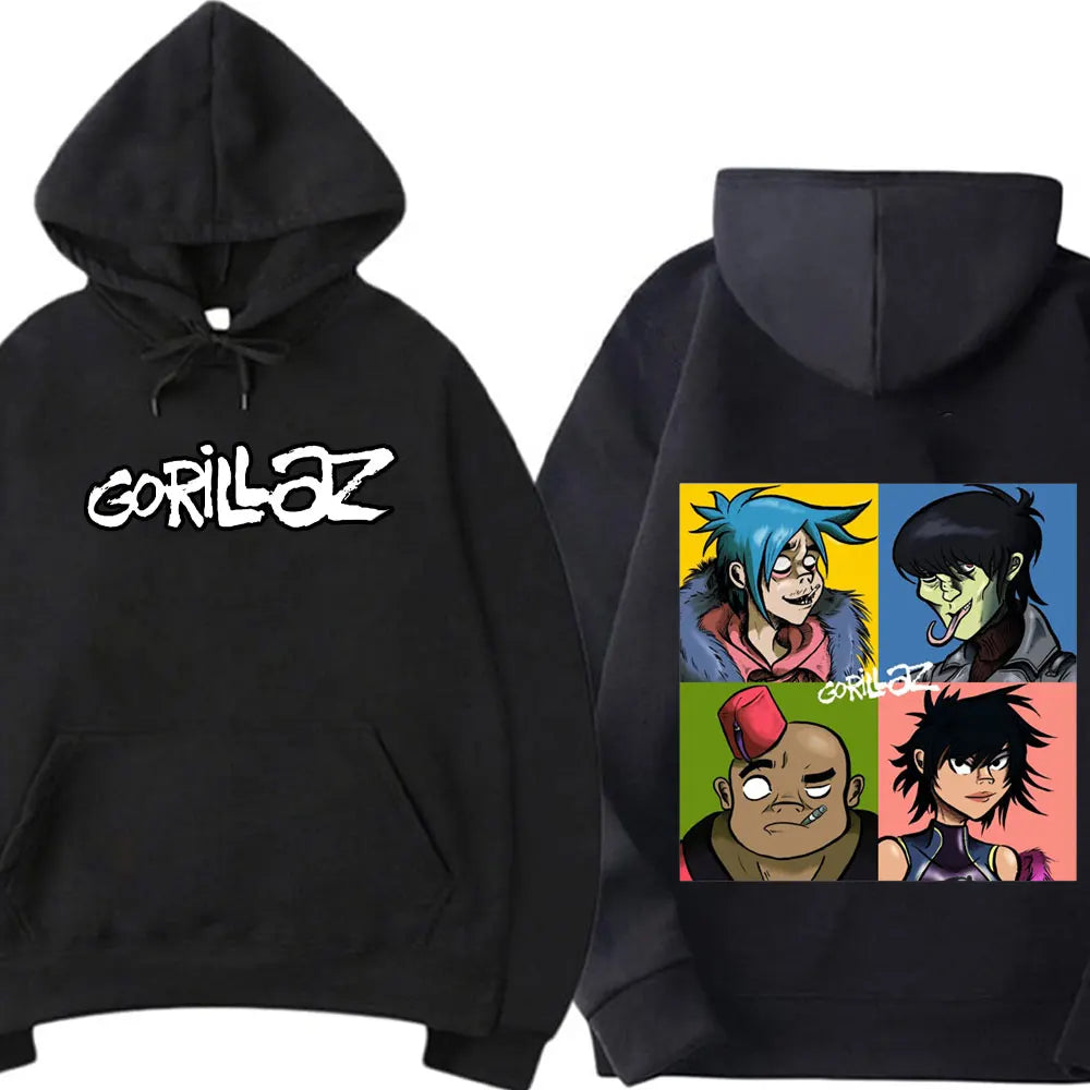 Vintage Gorillaz Rock Band Printed Hoodie – Harajuku Streetwear Pullover for Men & Unisex Casual Style - Premium hoodie from Lizard Vigilante - Just $39.99! Shop now at Lizard Vigilante