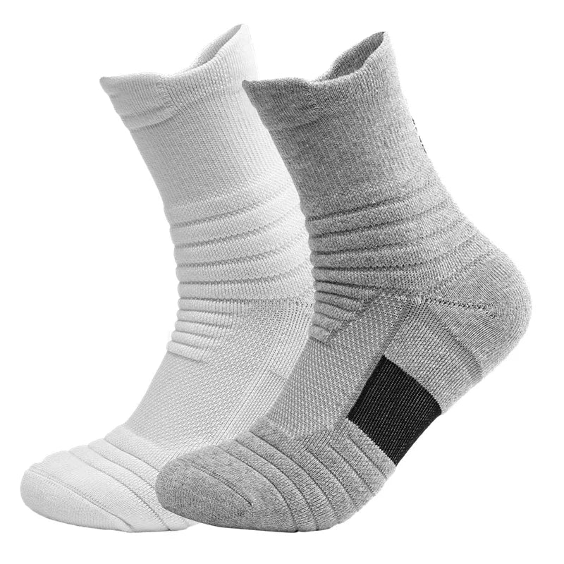 2 Pairs Anti-Slip Football & Basketball Socks - Breathable, Deodorizing Cotton Crew Socks for Men & Women - Premium Socks from Lizard Vigilante - Just $12.88! Shop now at Lizard Vigilante