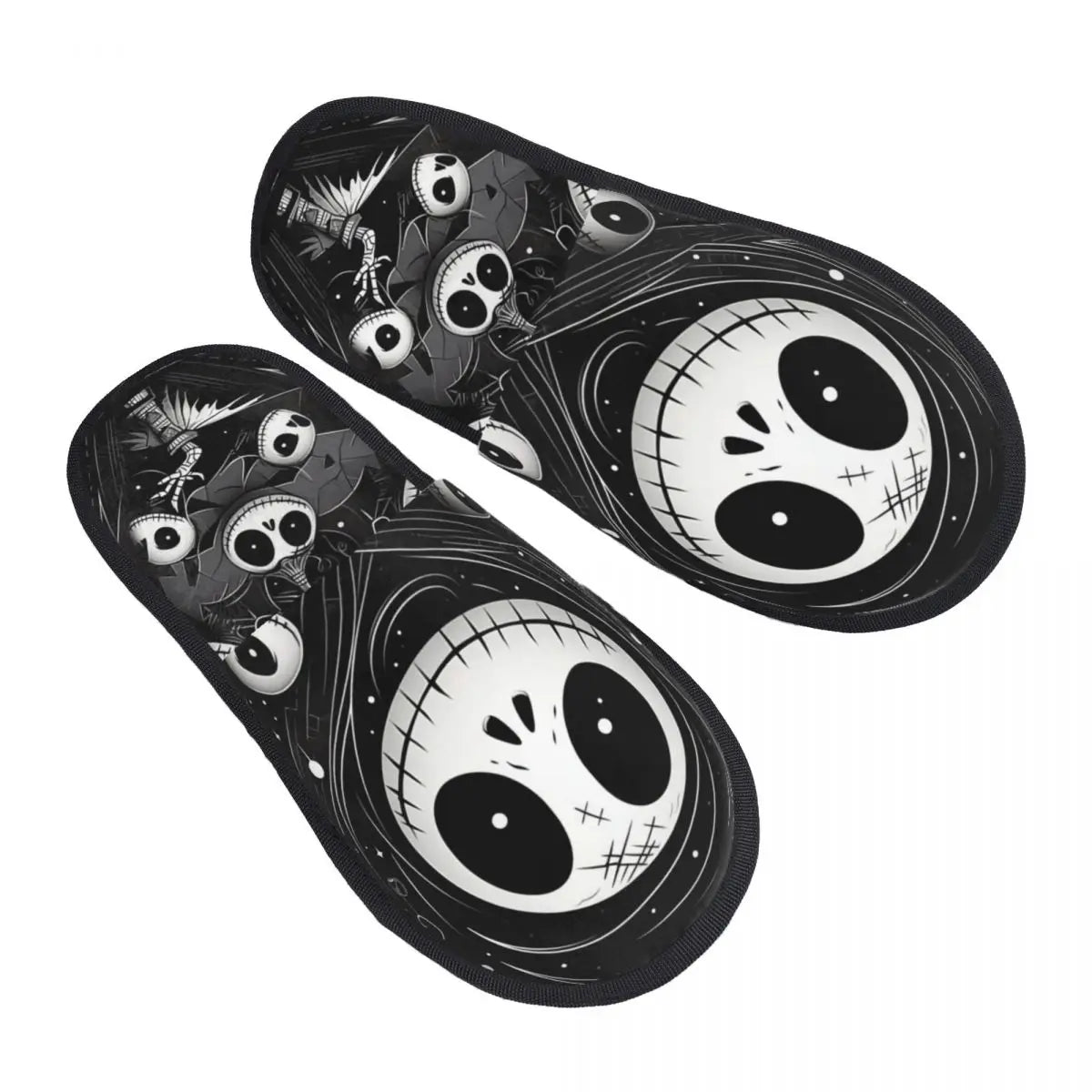 Jack Skellington Memory Foam Slippers – Warm & Fluffy Indoor/Outdoor Halloween Nightmare Shoes - Premium slippers from Lizard Vigilante - Just $23.88! Shop now at Lizard Vigilante