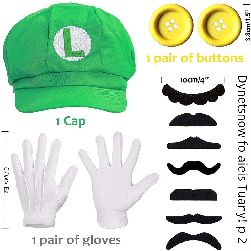 Super Bros Luigi Adult Hat Cap Costume Cosplay Halloween Baseball Anime Unisex Role Play Hat (Red and Green) 2Pcs - Premium  from Lizard Vigilante - Just $21.99! Shop now at Lizard Vigilante