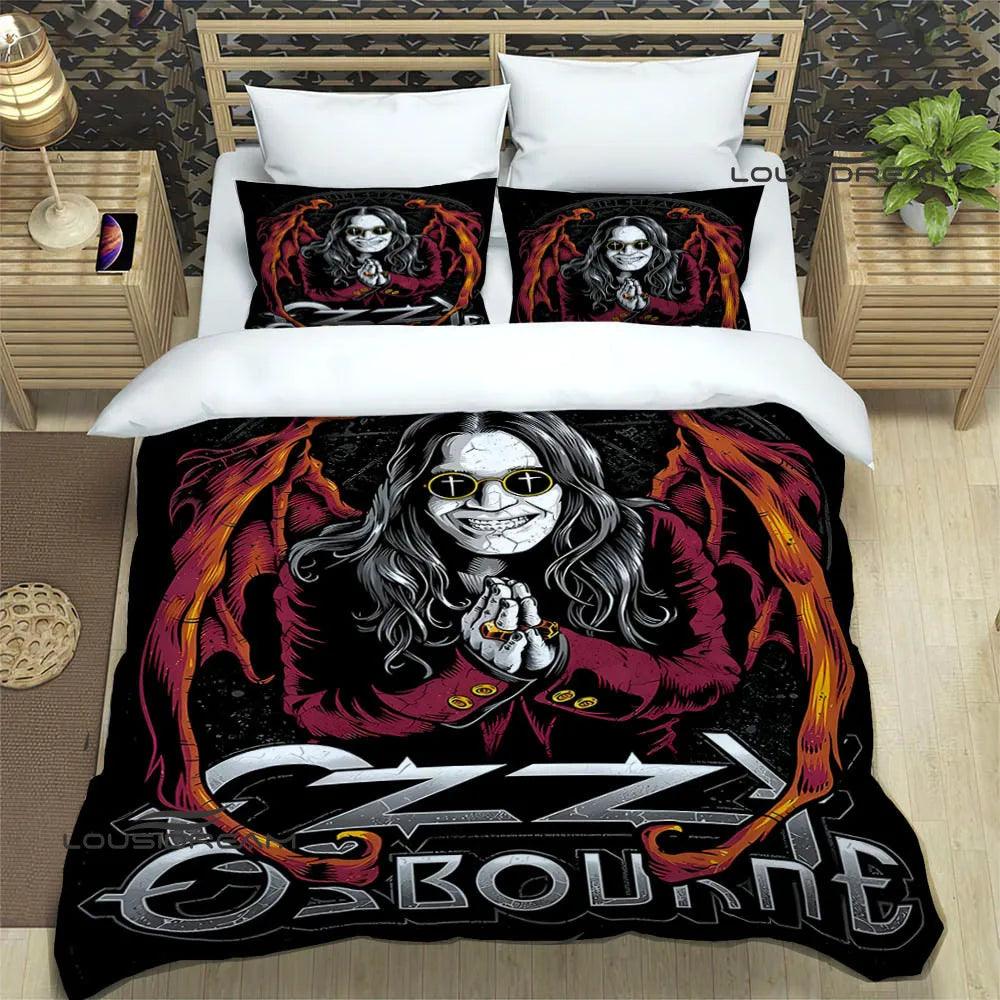 Dive into Ozzy's Dreamworld: A Retro Bedding Symphony for Headbanging Sleep - Premium bedding from Lizard Vigilante - Just $57.99! Shop now at Lizard Vigilante