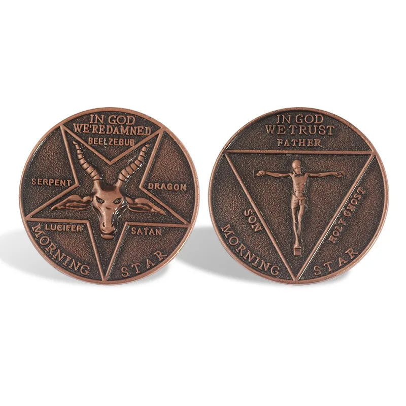 Lucifer Morningstar Commemorative Coin – Satanic Pentecost Cosplay Metal Badge for Halloween & TV Show Fans - Premium  from Lizard Vigilante - Just $16.66! Shop now at Lizard Vigilante