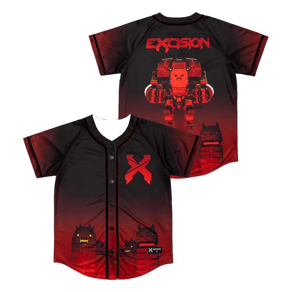 EXCISION Robot Baseball Jersey – 3D V-Neck Short Sleeve Streetwear Tee for Men & Women Hip-Hop Summer Style - Premium jersey from Lizard Vigilante - Just $48.88! Shop now at Lizard Vigilante