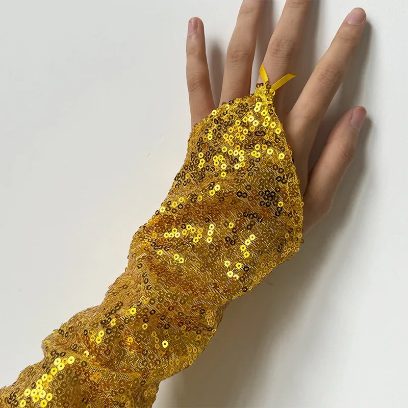 Women’s Vintage Fingerless Sequin Gloves – Sexy Cosplay Party Mittens for Performance & Nightclub - Premium  from Lizard Vigilante - Just $22.88! Shop now at Lizard Vigilante