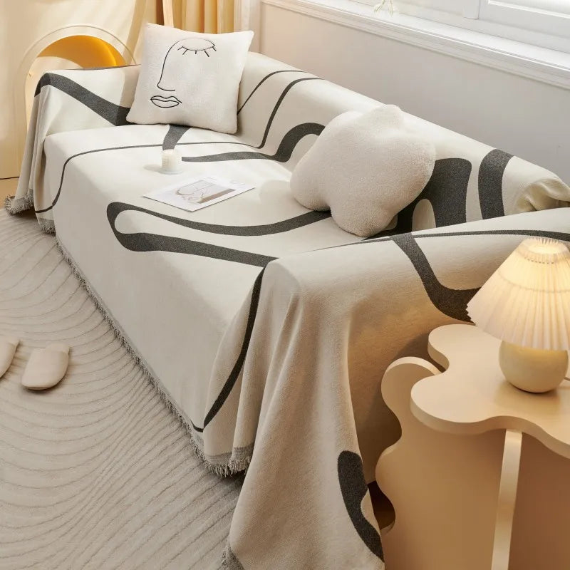 Nordic Throw Blanket – Heavy Stitch Geometric Sofa Tapestry for Home, Camp, and Chaos Nights