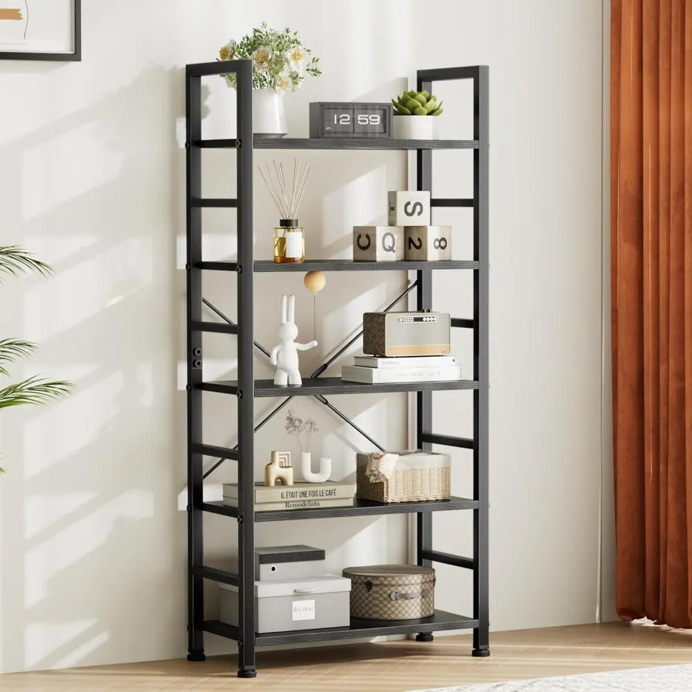 Bookshelves, 5-storey high bookshelves, modern bookcases, garage sets, CDs, movies, industrial corner storage organizers - Premium  from Lizard Vigilante - Just $88.99! Shop now at Lizard Vigilante