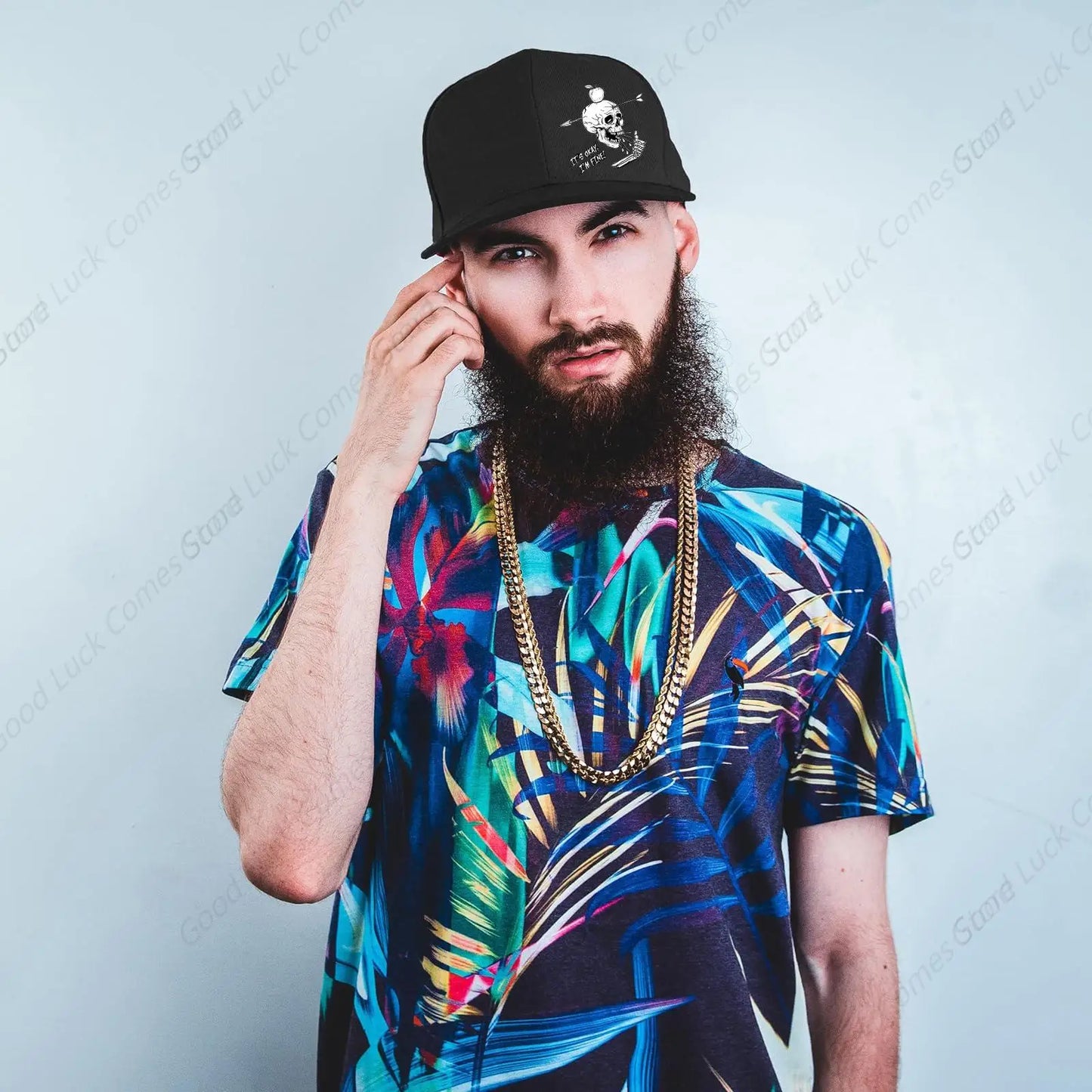 Skull Finger Snapback Trucker Cap – Skeleton Arrow Rock Hat by Lizard Vigilante