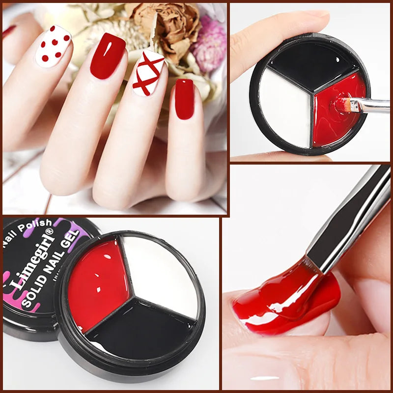 LIMEGIRL Solid Nail Art Gel Polish 15g 3 Colors Cream Soft Gel Polish for Nail Art Beginner DIY Design  Home/Salon Manicure Gift