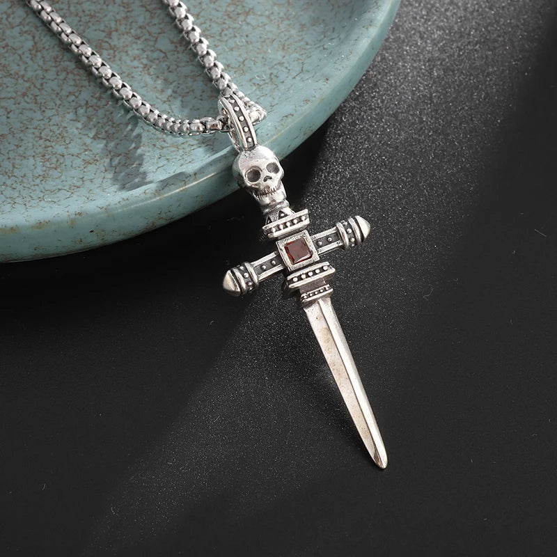 Retro Gothic Blue Evil Eye Protection Pendant Necklace - Premium Jewelry from Lizard Vigilante - Just $2.99! Shop now at Lizard Vigilante