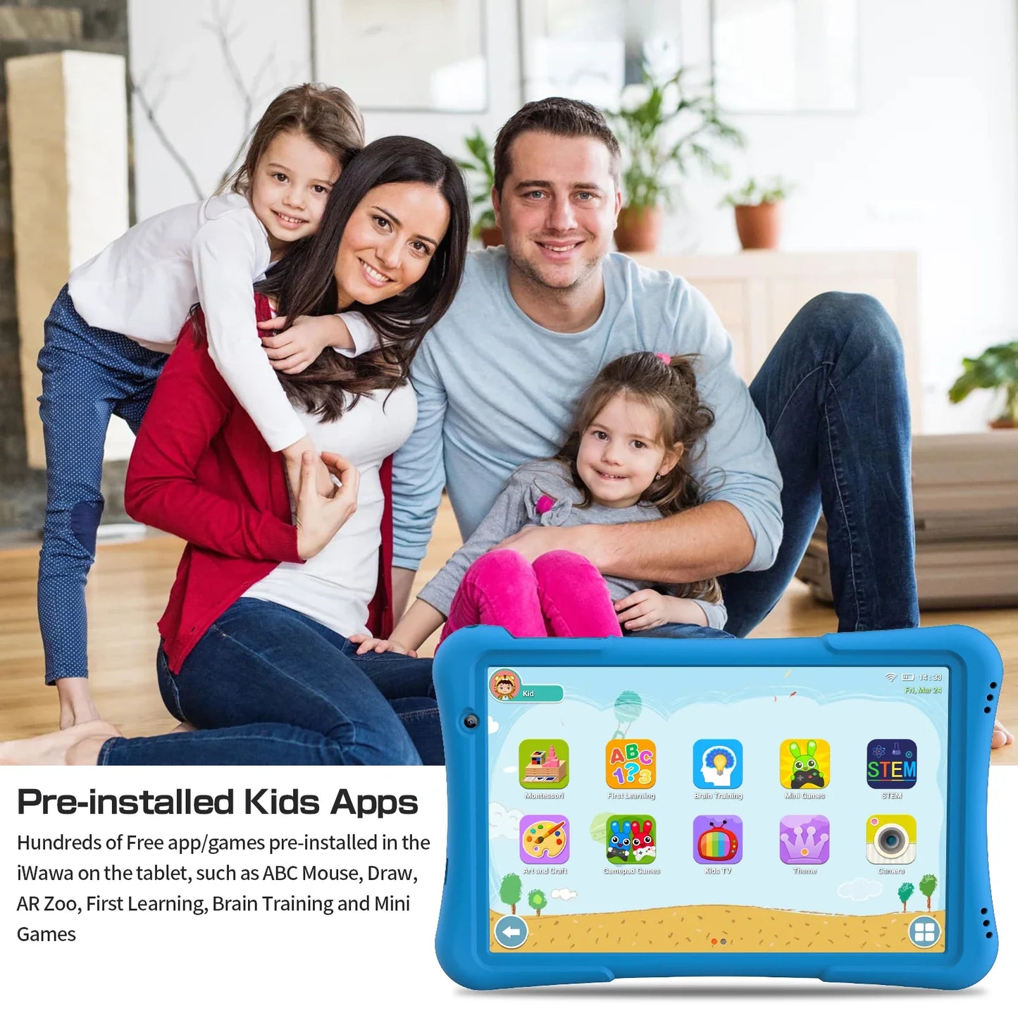 PRITOM 10 inch Kids Tablet Android 12 Tabletas 32GB, Quad-Core, 6000mAh, Large HD IPS Display, WiFi 6, Dual Camera, Bluetooth,