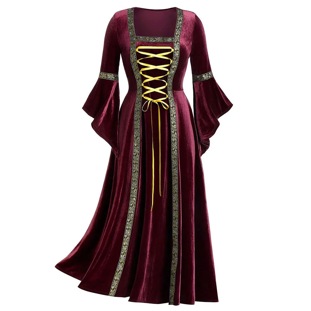 Halloween Women Dress Costumes For Women Long Sleeve Medieval Cosplay Vintage Vampire Witch Victorian Gothi Bandage Dress - Premium  from Lizard Vigilante - Just $45.99! Shop now at Lizard Vigilante
