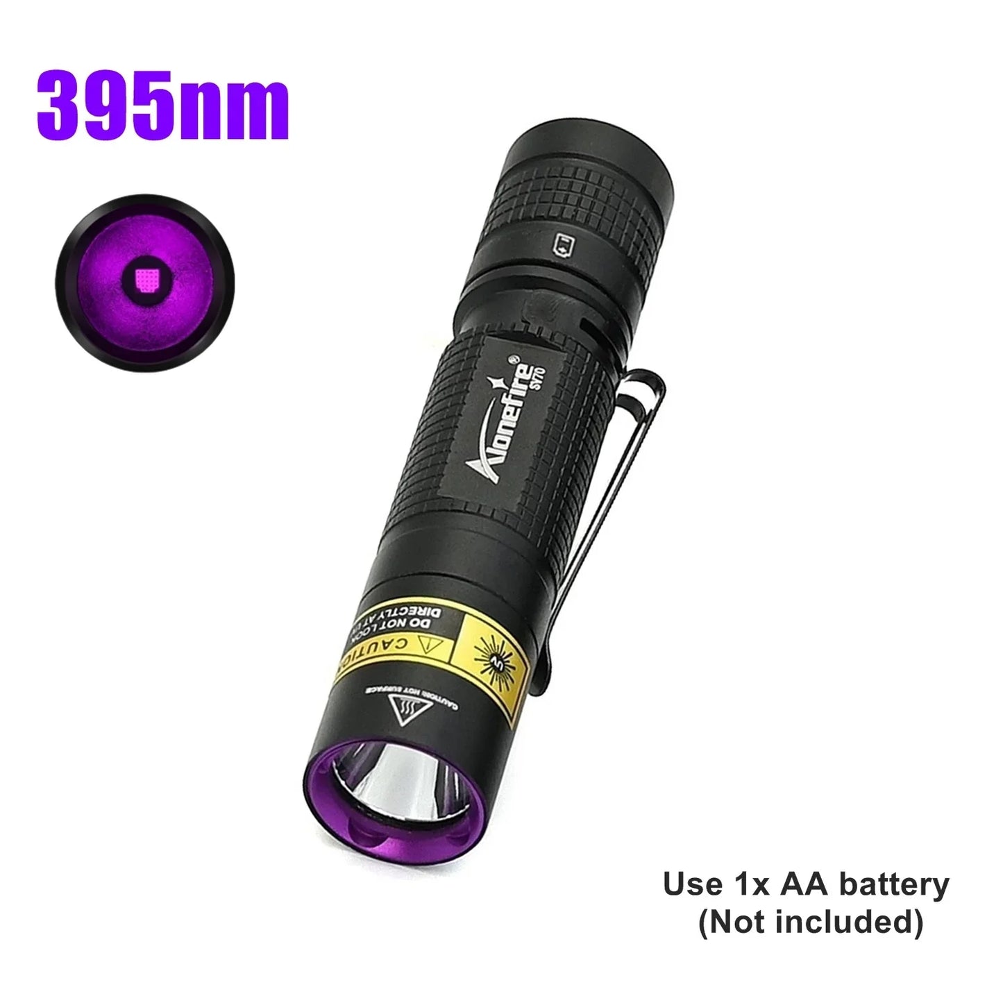 365nm/395nm Uv flashlight Invisible Blacklight Ultraviolet Torch PenLight Money Pet Stains Money Marker Checker Use AA battery