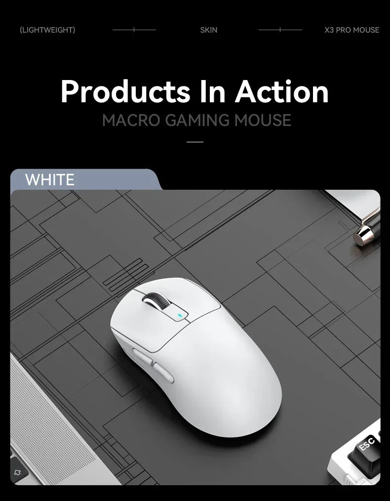 Attack Shark X3Pro Wireless  Gaming Mouse PixArt PAW3395 26000dpi Bluetooth Optical Mouse Tri-Mode Connection Macro Gaming Mouse