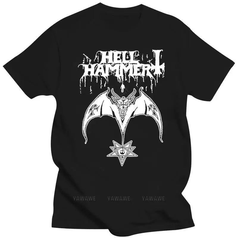 Hellhammer Black Metal Band T-Shirt – Men's Casual Short Sleeve Fashion Print Tee - Premium T-shirt from Lizard Vigilante - Just $23.88! Shop now at Lizard Vigilante