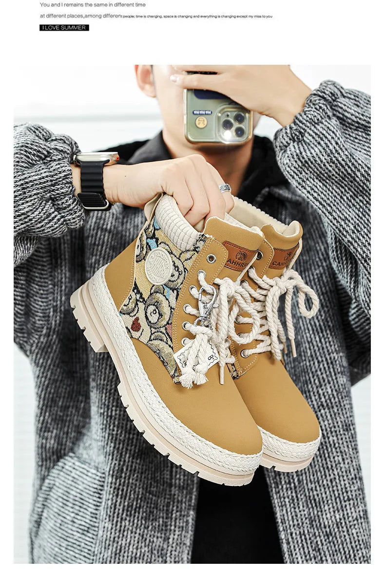 "Riot Fuel" Men's Street Platform Combat Boots – 2025 Limited Ankle-Lace Designer Desert Kickers for Cold-War Winters - Premium boots from dsers - Just $32.99! Shop now at Lizard Vigilante