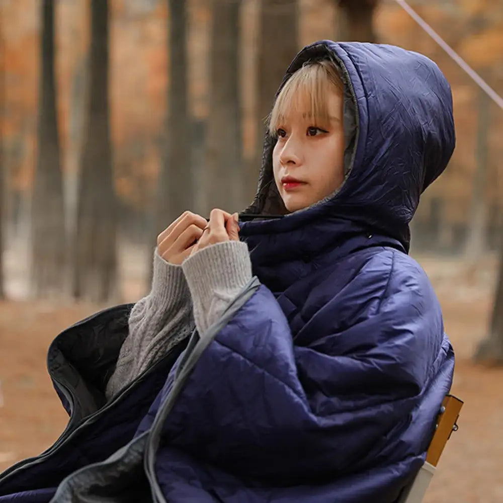 Outdoor Wearable Cloak Sleeping Bag Portable Warming Sleeping Bag Light-weight Cotton Sleeping Bag for Winter Camping Travel