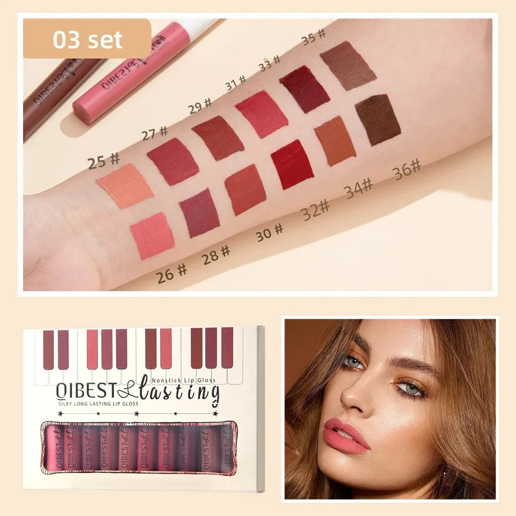 Luxury Matte Lip Gloss Set 12 Waterproof Shades Non Sticky Long Lasting Lipstick Kit For Daily Party Makeup