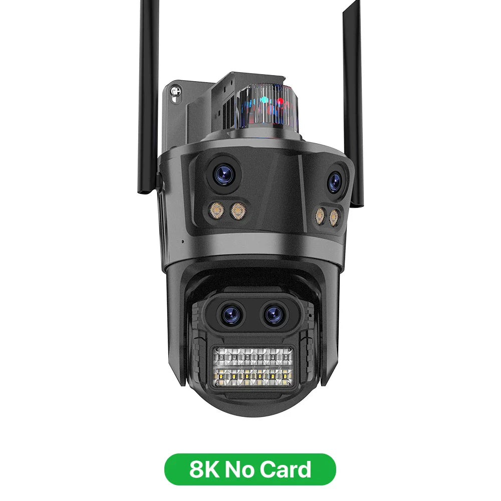 WIFI 8K 8X Zoom IP Camera Four Lens Four Screen Human Detecton Camera 4K 8MP IP HD Dual Srceen Security Waterproof Camera iCsee