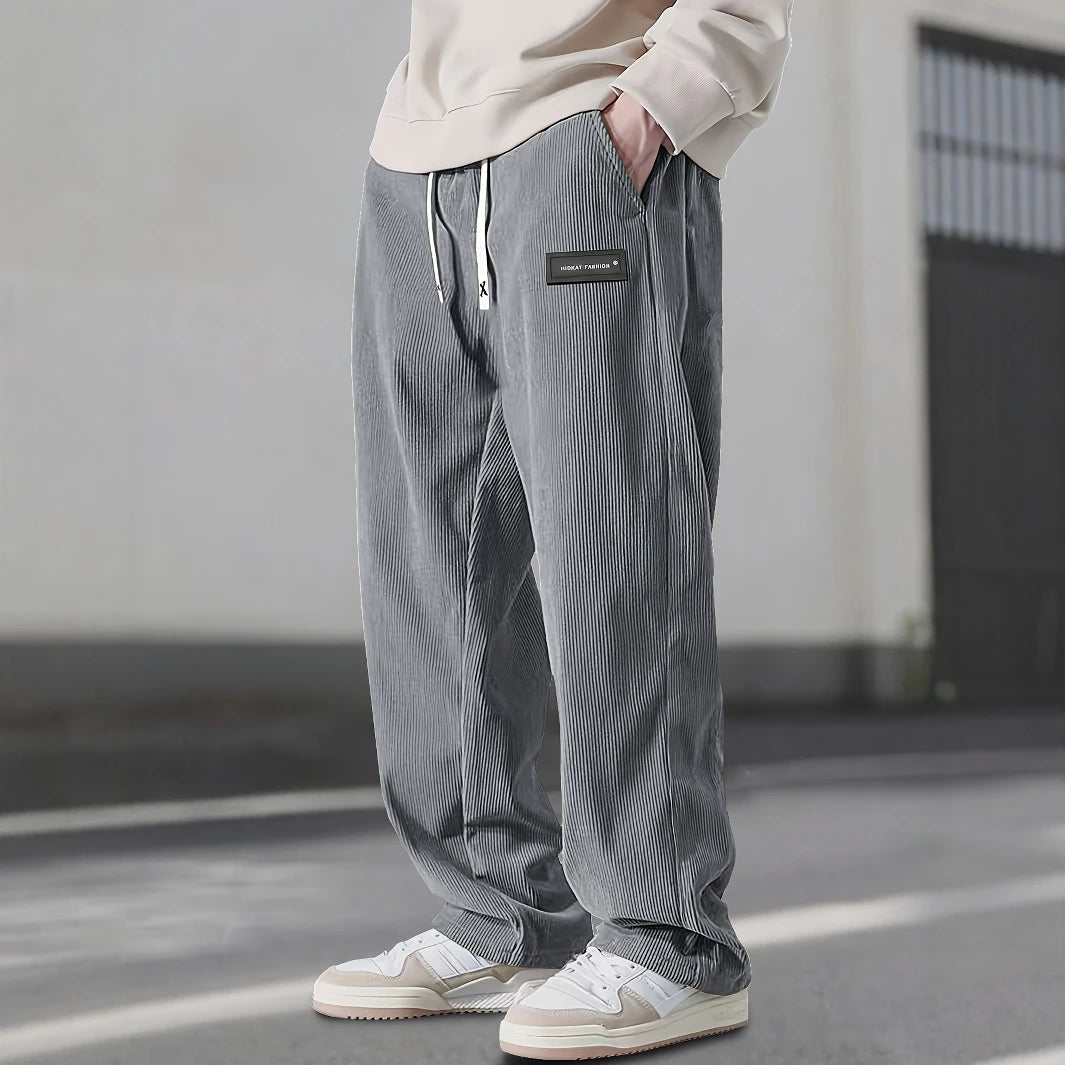 Corduroy Street King Baggy Drawstring Straight-Leg Pants
