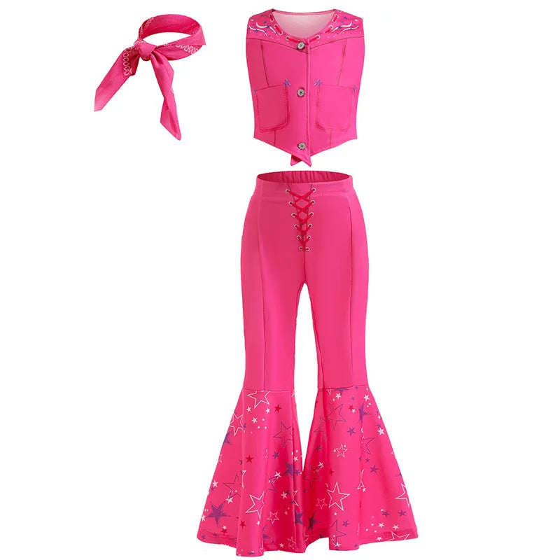 Barbie Movie Costume for Toddler Girls Margot Robbie Barbi Pink Top and Flared Trousers Disney Suit Kids Halloween Birthday Party Clothe - Premium costume from Lizard Vigilante - Just $18.88! Shop now at Lizard Vigilante