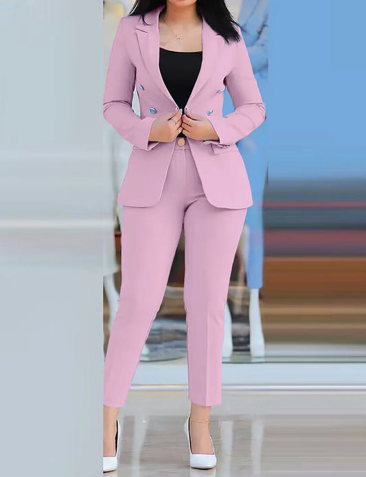 Stylish 2-Piece Women’s Blazer & High Waist Pants Set – Office Collection - Premium blazer set from Lizard Vigilante - Just $38.88! Shop now at Lizard Vigilante