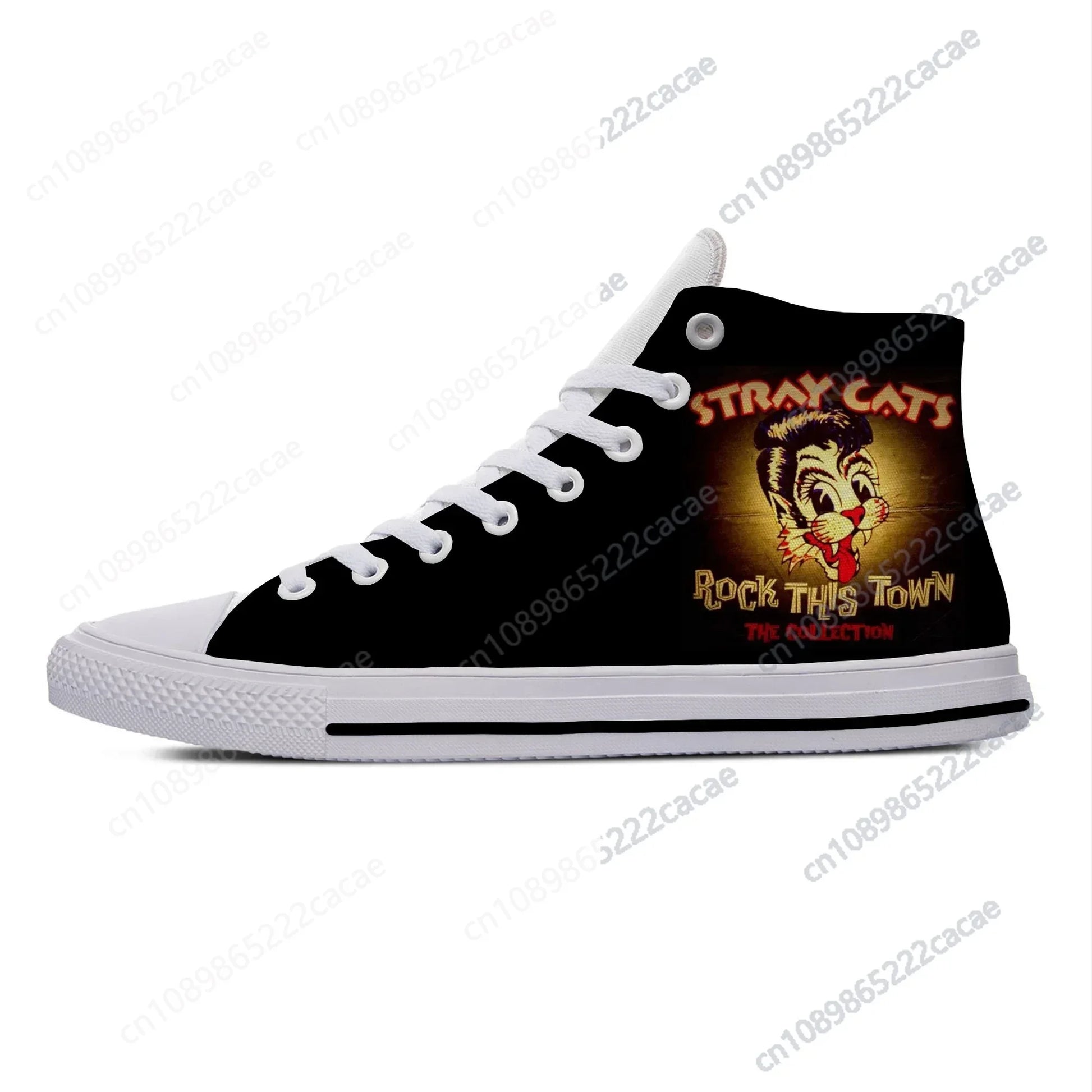 Hot Cats High-Top Canvas Sneakers | Lightweight, Breathable Animal Print Shoes for Men & Women | Stray-Inspired Casual Cool - Premium Sneakers from Lizard Vigilante - Just $24.99! Shop now at Lizard Vigilante