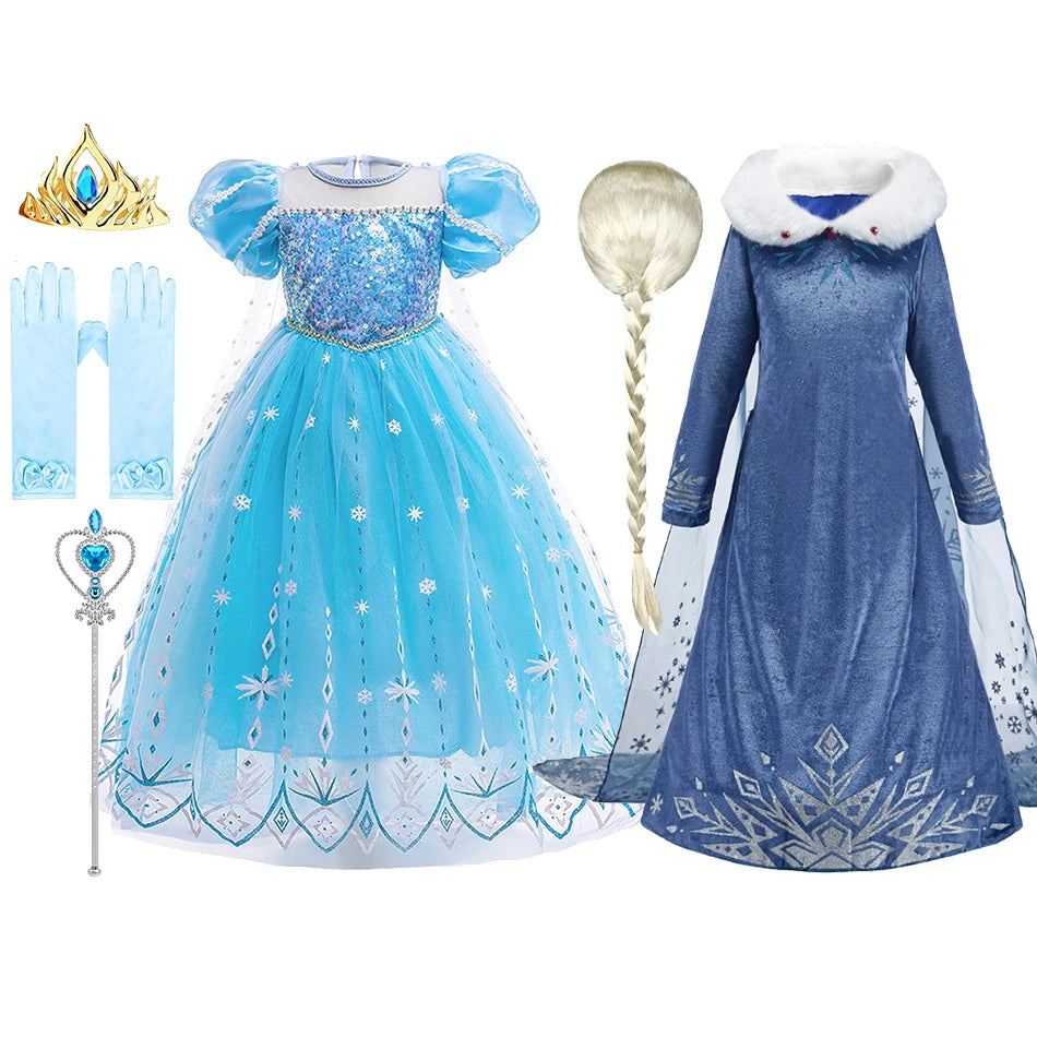 Children Snow Queen Costume – Elsa Cosplay Dress for Girls - Premium Cosplay Costumes from Lizard Vigilante - Just $19.88! Shop now at Lizard Vigilante