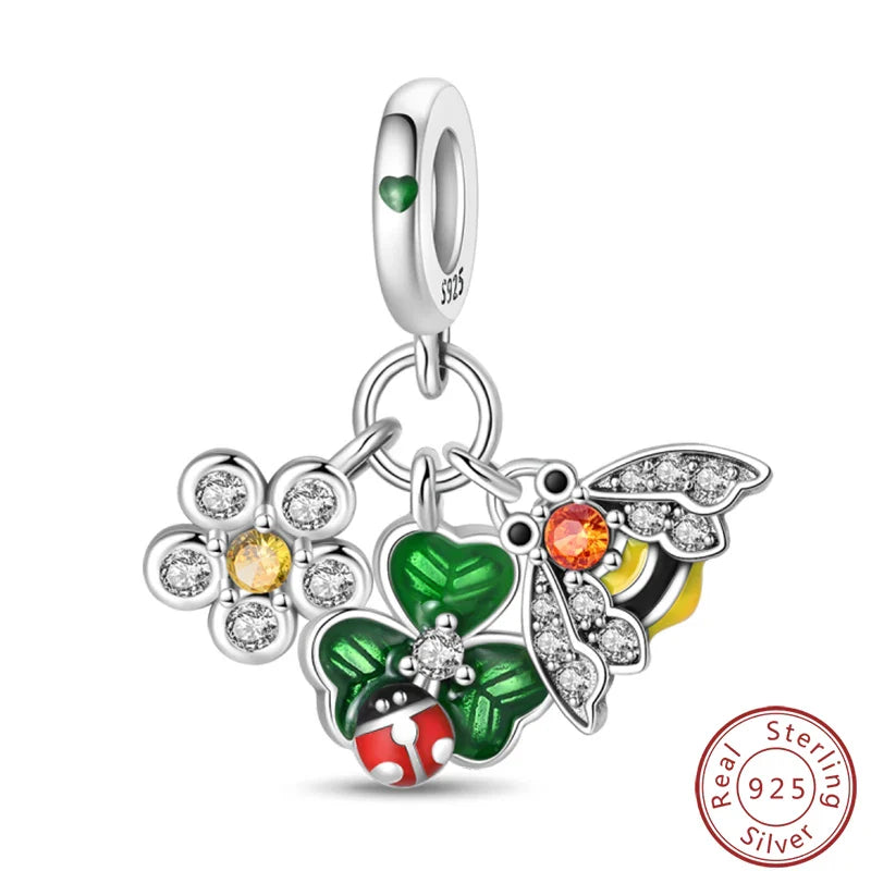 S925 Sterling Silver Princess Golf Hamster Camera Travel Three Piece Set Charms Beads 3mm DIY Fine Jewelry Making