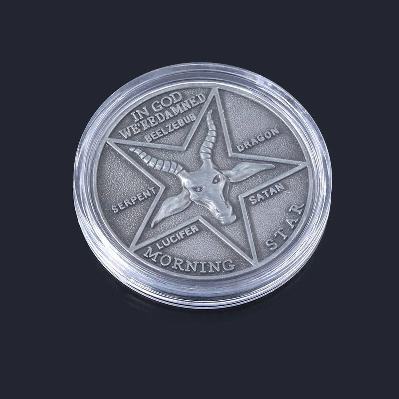 Lucifer Morningstar Commemorative Coin – Satanic Pentecost Cosplay Metal Badge for Halloween & TV Show Fans - Premium  from Lizard Vigilante - Just $16.66! Shop now at Lizard Vigilante